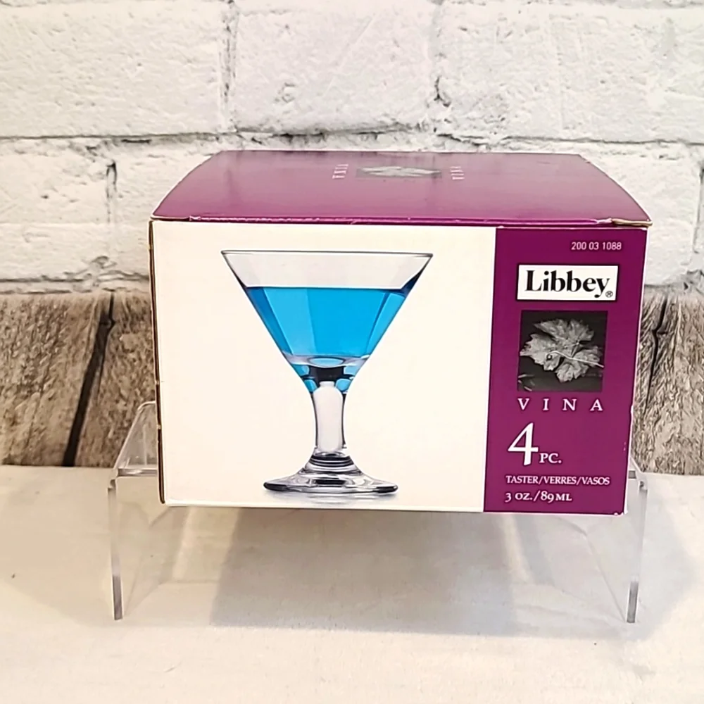 Libbey 3701 Vina 3 Oz. Four Piece Mini Martini Drink/Dessert Glass Set - NIB/NWT